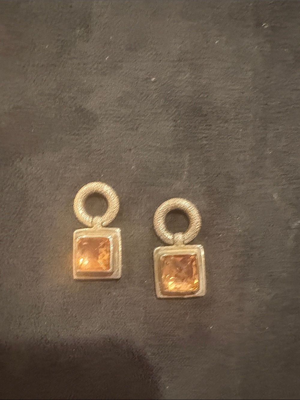 Lori Bonn silver Drop Earrings with Amber-Colored Square Stones